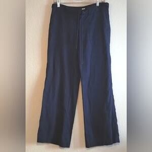 GAP D&R Wide Leg Self Tie Uniform Linen Cotton Navy Blue Trousers Pants 6 2017